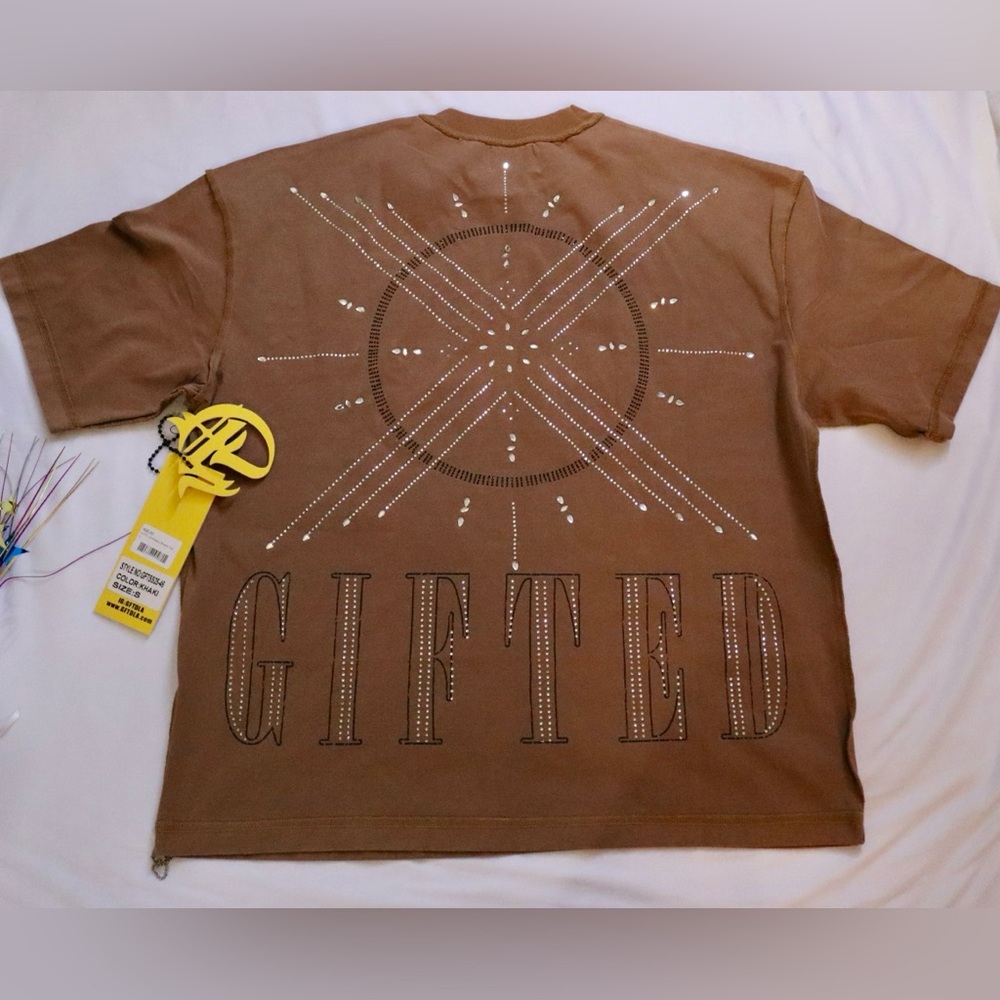 GFTD LA Brown Studded Men's Tee NWT